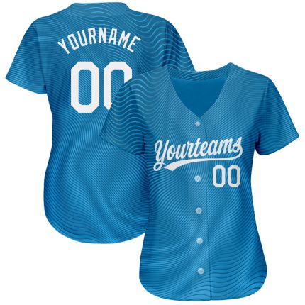 Light Blue White 3D Pattern Baseball Jersey - Custom Authentic Design Custom Light Blue White 3D Pattern Design Authentic