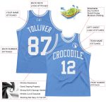 Authentic Throwback Basketball Jersey - Custom Light Blue and White Design Custom Light Blue White Authentic Throwback Basketball