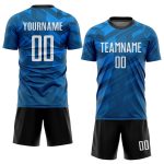 Light Blue Black White Sublimation Soccer Jersey - Custom Uniform Custom Light Blue White-Black Sublimation Soccer Uniform