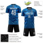 Light Blue Black White Sublimation Soccer Jersey - Custom Uniform Custom Light Blue White-Black Sublimation Soccer Uniform