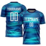 Custom Light Blue White Black Soccer Uniform Jersey - Style 2304, Sublimation Design for Teams Custom Light Blue White-Black