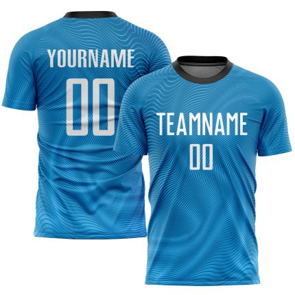 Light Blue Sublimation Soccer Jersey Custom Design Black-White Style 2719 Custom Light Blue White-Black Sublimation Soccer