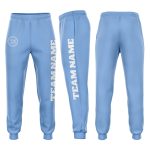 Light Blue White Fleece Joggers for Men and Women - Custom Comfortable Sweatpants Custom Light Blue White Fleece Jogger Sweatpants