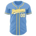 Light Blue White-Gold Custom Baseball Jersey - Authentic Athletic Wear Custom Light Blue White-Gold Authentic Baseball Jersey