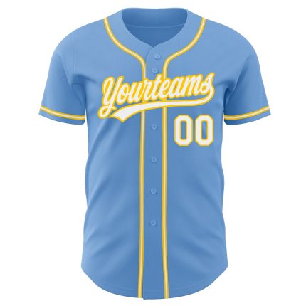 Light Blue White-Gold Custom Baseball Jersey - Authentic Athletic Wear Custom Light Blue White-Gold Authentic Baseball Jersey