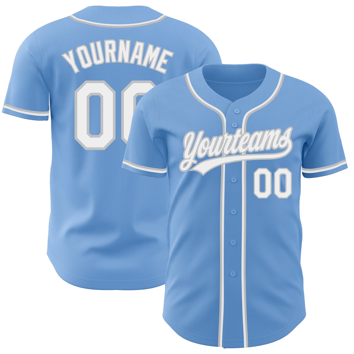 Light Blue White-Gray Authentic Baseball Jersey - Custom Design, Perfect for Fans and Players Custom Light Blue White-Gray