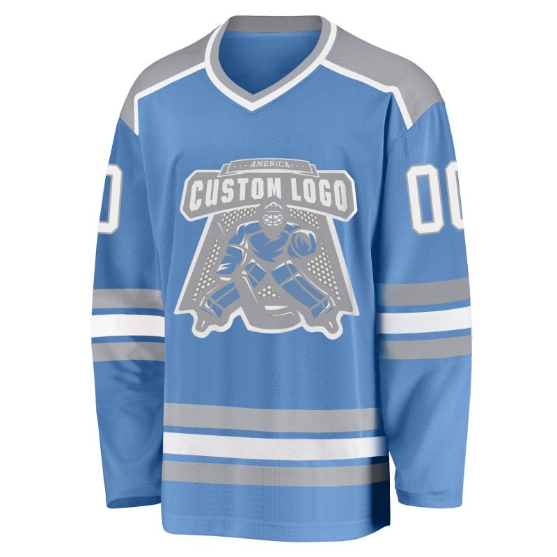 Light Blue White Gray Custom Hockey Jersey - Personalized Sports Apparel Custom Light Blue White-Gray Hockey Jersey