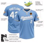 Light Blue White Gray Unisex Softball Jersey Custom Two-Button Design Custom Light Blue White-Gray Two-Button Unisex Softball