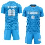 Custom Light Blue Soccer Jersey - White Home Sublimation Uniform for Teams Custom Light Blue White Home Sublimation Soccer