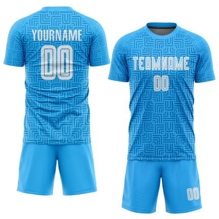 Custom Light Blue Soccer Jersey - White Home Sublimation Uniform for Teams Custom Light Blue White Home Sublimation Soccer
