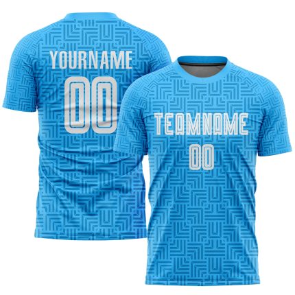 Custom Light Blue Soccer Jersey - White Home Sublimation Uniform for Teams Custom Light Blue White Home Sublimation Soccer