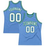 Light Blue White Kelly Green Authentic Basketball Jersey - Custom Throwback Style Custom Light Blue White-Kelly Green Authentic
