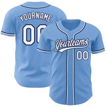 Light Blue White-Navy Custom Baseball Jersey - Authentic Athletic Gear Custom Light Blue White-Navy Authentic Baseball Jersey