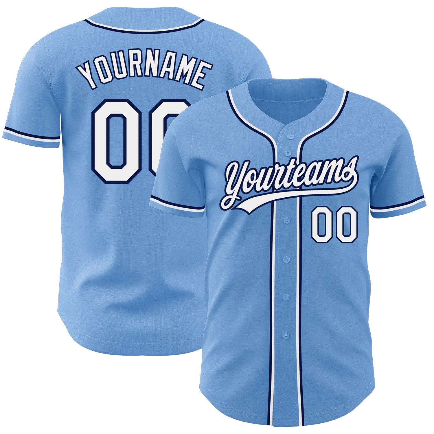 Light Blue White-Navy Custom Baseball Jersey - Authentic Athletic Gear Custom Light Blue White-Navy Authentic Baseball Jersey