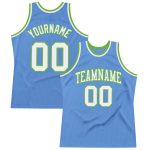 Light Blue White Neon Green Custom Basketball Jersey - Authentic Throwback Game Jersey Custom Light Blue White-Neon Green