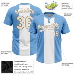 Custom Light Blue White Old Gold Unisex Softball Jersey - Two-Button Design Custom Light Blue White-Old Gold Two-Button Unisex