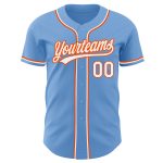 Light Blue White-Orange Custom Baseball Jersey - Authentic Team Gear Custom Light Blue White-Orange Authentic Baseball Jersey