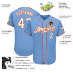Light Blue White Orange Custom Authentic Baseball Jersey - Style 9244 Custom Light Blue White-Orange Authentic Baseball Jersey