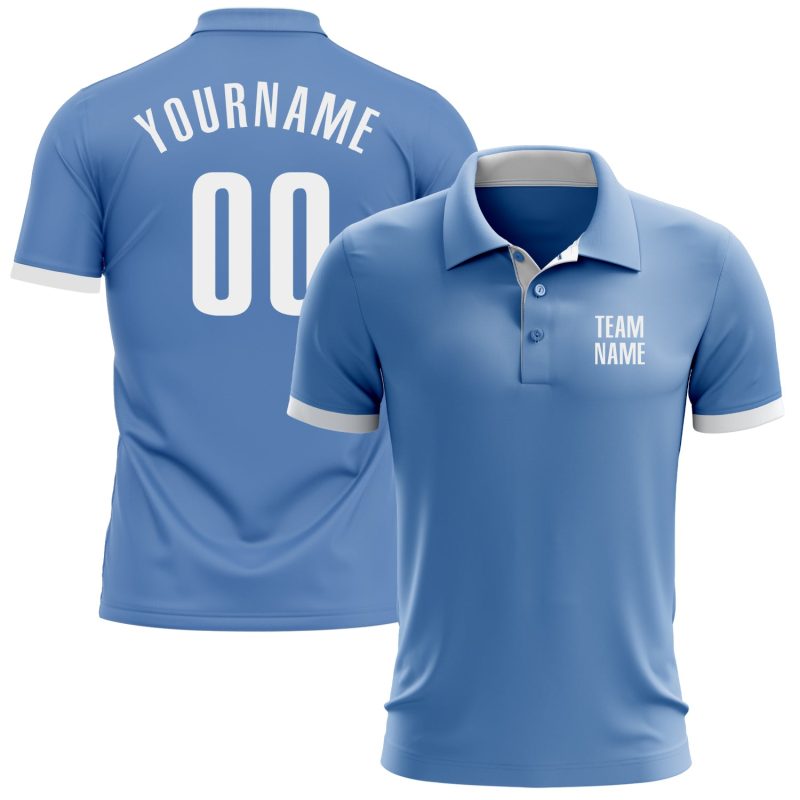 Light Blue White Performance Golf Polo Shirt - Custom Design, Perfect for Comfort and Style Custom Light Blue White Performance
