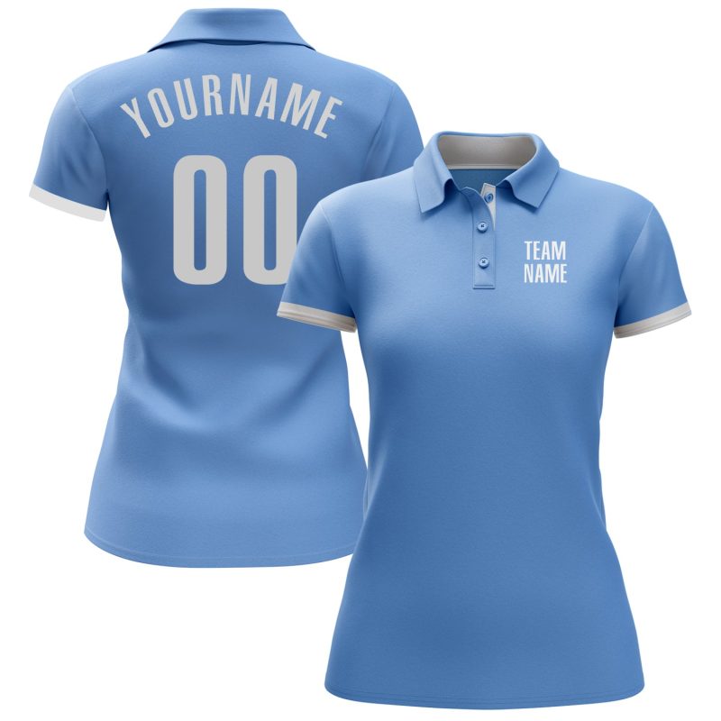 Light Blue White Performance Golf Polo Shirt - Custom Design, Perfect for Comfort and Style Custom Light Blue White Performance