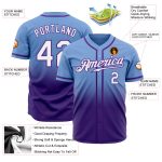 Light Blue White Purple Fade Custom Fashion Baseball Jersey Custom Light Blue White-Purple Authentic Fade Fashion Baseball