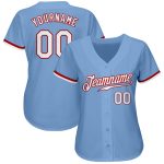Light Blue White Red Custom Authentic Baseball Jersey for Men Custom Light Blue White-Red Authentic Baseball Jersey