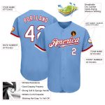 Light Blue White Red Custom Authentic Baseball Jersey for Men Custom Light Blue White-Red Authentic Baseball Jersey