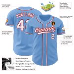 Light Blue Red White Custom Authentic Baseball Jersey - Style 4375 Custom Light Blue White-Red Authentic Baseball Jersey
