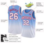 Light Blue White-Red Authentic Fade Basketball Jersey - Custom Design Stylish Sportswear Custom Light Blue White-Red Authentic