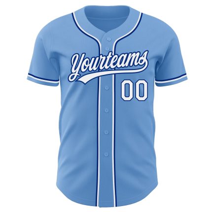 Light Blue White-Royal Baseball Jersey - Custom Authentic Design Custom Light Blue White-Royal Authentic Baseball Jersey
