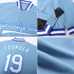 Custom Light Blue White-Royal Varsity Letterman Bomber Full-Snap Jacket Custom Light Blue White-Royal Bomber Full-Snap Varsity