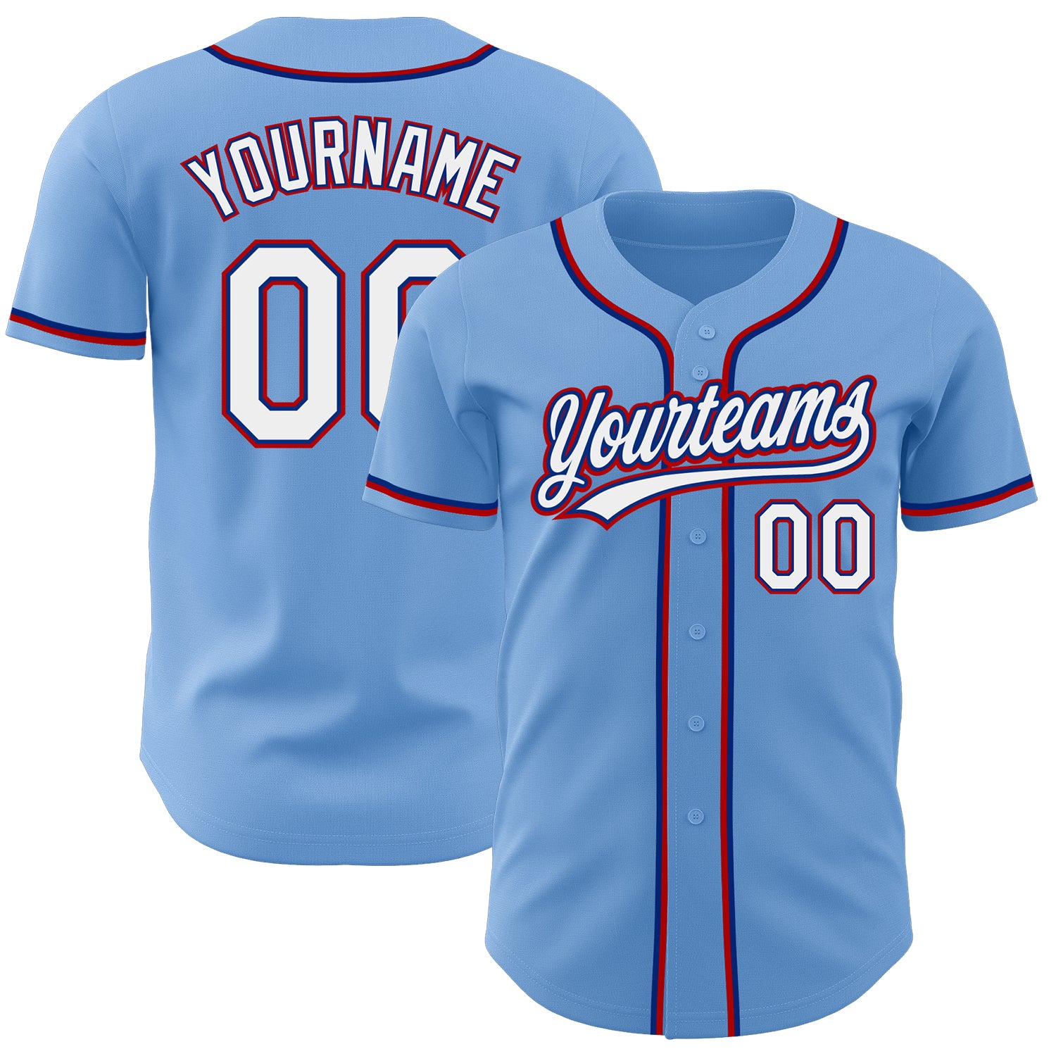 Custom Light Blue White Royal-Red Authentic Baseball Jersey Authentic Custom Light Blue White Royal Red Baseball Jersey Custom Light Blue White Royal-Red Authentic Baseball Jersey