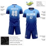 Light Blue White-Royal Sublimation Soccer Jersey | Custom Fade Fashion Uniform Custom Light Blue White-Royal Sublimation
