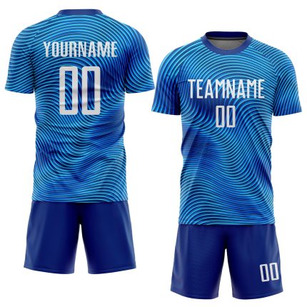 Light Blue White-Royal Sublimation Soccer Jersey - Custom Uniform for Team Sports Custom Light Blue White-Royal Sublimation
