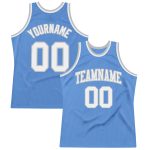 Light Blue White Silver Gray Authentic Throwback Basketball Jersey - Custom Design Custom Light Blue White-Silver Gray Authentic