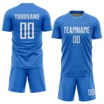 Custom Light Blue White Soccer Jersey - Personalized Sublimation Uniform Custom Light Blue White Sublimation Soccer Uniform
