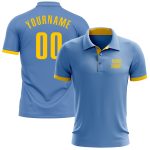 Light Blue Yellow Performance Golf Polo Shirt for Men - Custom Fit Custom Light Blue Yellow Performance Golf Polo Shirt