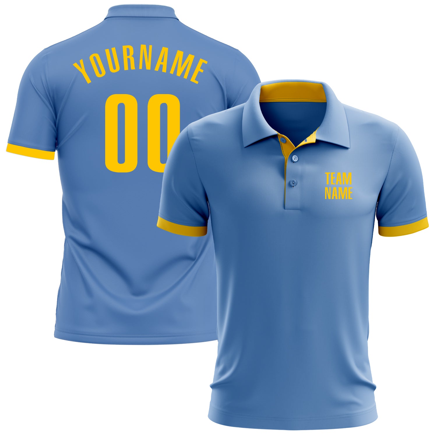 Custom Light Blue Yellow Performance Golf Polo Shirt Light Blue Yellow Performance Golf Polo Shirt for Men - Custom Fit Custom Light Blue Yellow Performance Golf Polo Shirt