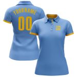 Light Blue Yellow Performance Golf Polo Shirt for Men - Custom Fit Custom Light Blue Yellow Performance Golf Polo Shirt