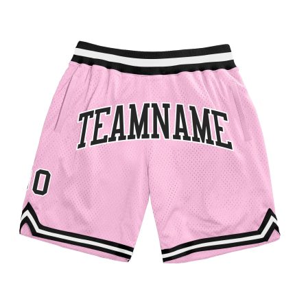Custom light pink, black and white throwback retro basketball shorts