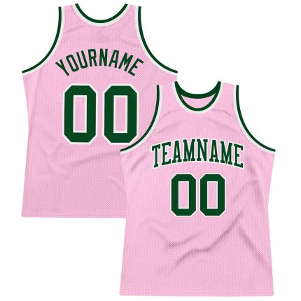 Light Pink Green White Authentic Throwback Basketball Jersey Custom Design Custom Light Pink Green-White Authentic Throwback