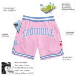 Light Pink and Light Blue Authentic Throwback Basketball Shorts - Custom Design Custom Light Pink Light Blue-White Authentic