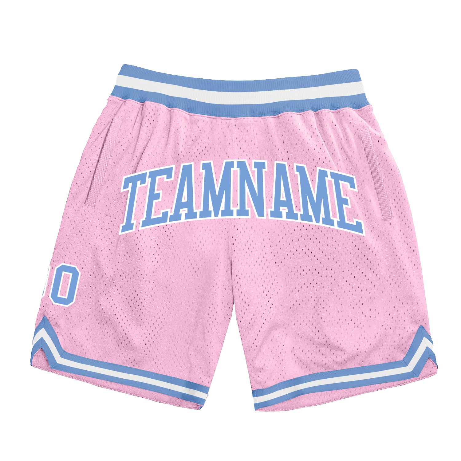 Light Pink and Light Blue Authentic Throwback Basketball Shorts - Custom Design Custom Light Pink Light Blue-White Authentic