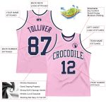 Custom Light Pink Basketball Jersey - Authentic Navy White Throwback Style Custom Light Pink Navy-White Authentic Throwback