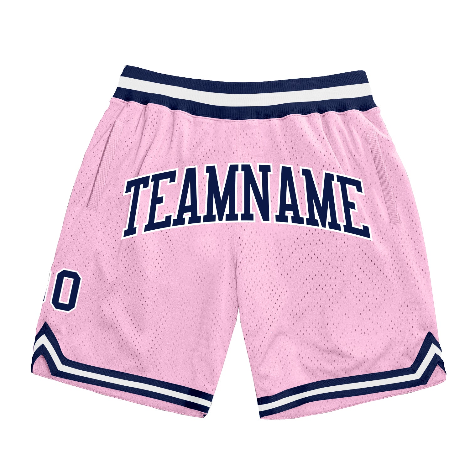 Light Pink Navy White Basketball Shorts Custom Authentic Throwback Design Custom Light Pink Navy-White Authentic Throwback