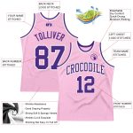 Authentic Light Pink Purple-White Throwback Basketball Jersey - Custom Design Custom Light Pink Purple-White Authentic Throwback