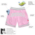 Light Pink Silver Gray White Throwback Basketball Shorts - Custom Fit Authentic篮球短裤 Custom Light Pink Silver Gray-White Authentic