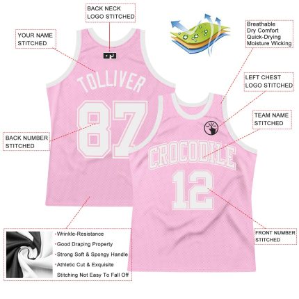 Light Pink White Authentic Basketball Jersey Custom Design Throwback Custom Light Pink White Authentic Throwback Basketball
