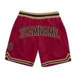 Maroon Black Old Gold Throwback Basketball Shorts - Custom Authentic Design Custom Maroon Black-Old Gold Authentic Throwback