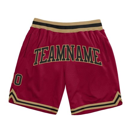 Maroon Black Old Gold Throwback Basketball Shorts - Custom Authentic Design Custom Maroon Black-Old Gold Authentic Throwback